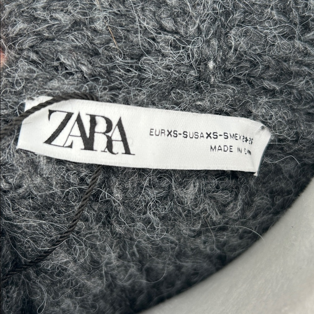 Zara Women Gray Long Knit Cardigan Sweater XS Cozy Open Front - Picture 2 of 9